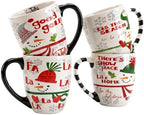 Topadorn 18 oz Christmas Mugs Set of 4, Ceramic Coffee Cups with Snowman & Christmas Hat Design - Gift for Family and Friends, Ideal for Holiday Party, Hot Chocolate, Tea by Topadorn
