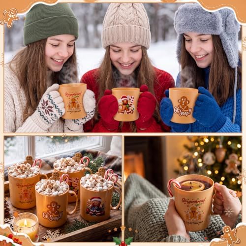 Potchen 24 Pcs Christmas Plastic Mugs Bulk 12 oz, Gingerbread Man - Image 5