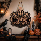 Halloween Decorations - 2D Printed Flat Gothic Unwelcome Wooden Sign - Image 6