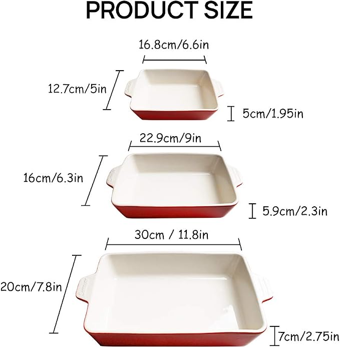 Sweejar Ceramic Bakeware Set, Rectangular Baking Dish Lasagna Pans - Image 6