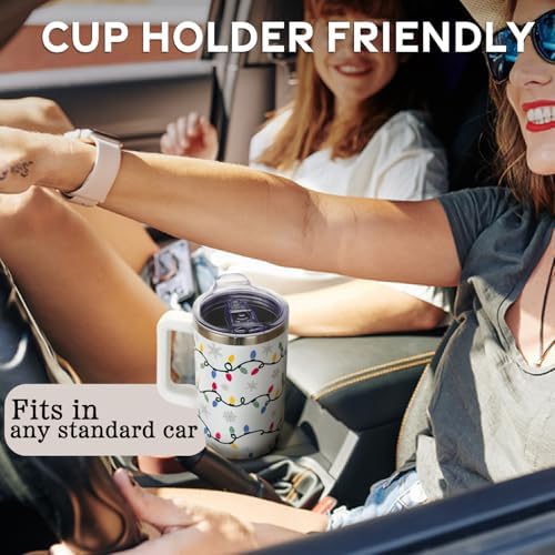 Christmas Tumbler 40 oz, Cute Holiday Drinking Cup, Stainless Steel Travel Mug with Handle and Straw Lid - Image 6