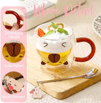 Birthday Gifts for Women Men Cute Capybara Mug Double Walled Coffee Glasses Cups Tea Cappuccino Latte Cup Funny Christmas Gifts Cute Capybara Stuff Gift for Mom Friend Coworker Her Him Home Decor - Image 7