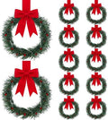 Retrowavy 12 Pcs 8 Inch Christmas Kitchen Cabinet Wreaths with Red Ribbon by Retrowavy