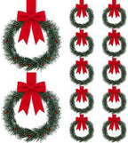 Retrowavy 12 Pcs 8 Inch Christmas Kitchen Cabinet Wreaths with Red Ribbon by Retrowavy