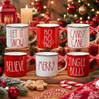 6 Pcs Christmas Mugs Gifts Bulk Red White Hot Cocoa Mugs Gifts by Suttmin