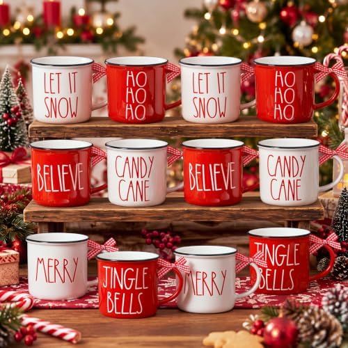 12 Pcs Christmas Mugs Bulk Christmas Ceramic Mugs with Handle by Suttmin