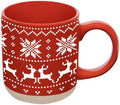 Sweet Water Decor Red Fair Isle Coffee Mug, 14oz Stoneware Christmas Cup by SweetWaterDecor