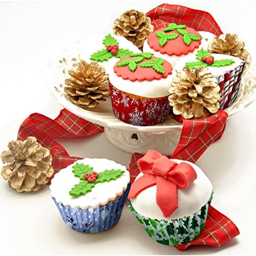 CHENGU 600 Pieces Christmas Cupcake Wrappers, Candy Santa Claus Cupcake Liners Snowman Xmas Colorful Paper Baking Cups for Cake Make Baking Supplies, 6 Styles(Candy Styles) - Image 4
