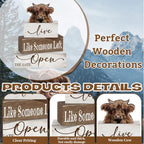 Moucuny 4 Pcs Christmas Table Sign Christmas Wooden Decorative Signage Winter Tiered Tray Decor Winter Centerpieces Farmhouse Wooden Block Set Xmas Table Sign for Home, Highland Cattle - Image 2