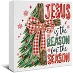 Christian Christmas Decor, Jesus is the Reason for the Season Wooden Sign by EUDOSI