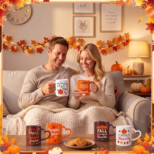 Fall Coffee Mug Set of 6, 10 oz Ceramic Teacher Mugs - Image 6
