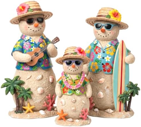 Suzile 3 Pcs Christmas Tropical Snowman Decorations Wooden Indoor Decor by Suzile