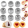 Crethinkaty 9 Pcs Mini Christmas Linzer Cookie Cutters Set, Stainless Steel Cookie Cutters, Christmas Tree, Gingerbread Man, Snowman, Elk - for Christmas Winter Holiday Baking by Crethinkaty