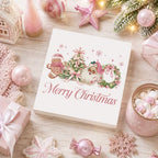 Pink Christmas Decor, Christmas Decorations Indoor, Coquette Bow Xmas Tree Santa Claus Gingerbread Sign Gift for Women Friends, Rustic Wooden Box Sign for Home Office Bedroom Desk Decor 5x5 Inches - Image 4