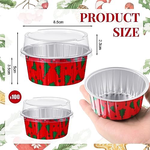 Umigy 100 Pcs Christmas Aluminum Foil Baking Cups with Lids,Tree - Image 2