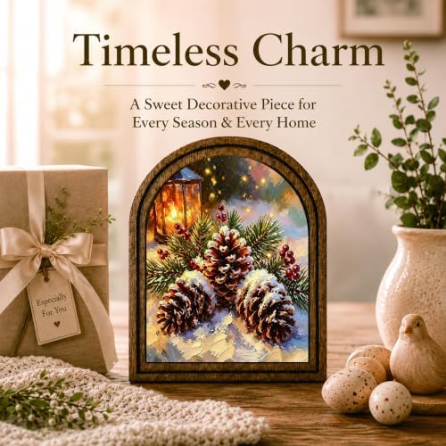 Winter Pinecone Arched Table Sign, Rustic Farmhouse Christmas Decor - Image 3