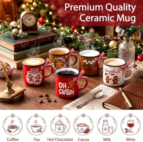 12Pcs Christmas Gingerbread Man Mugs Bulk 10oz Winter Hot Cocoa Mug - Image 4