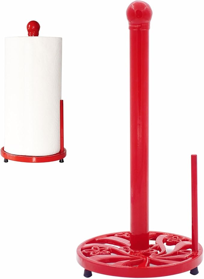 Red Cast Iron Paper Towel Holder by Minluful