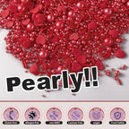 Red Sprinkles Set, Red Heart Sprinkles & Pearls for Cookies, Cakes, 180g - Image 4