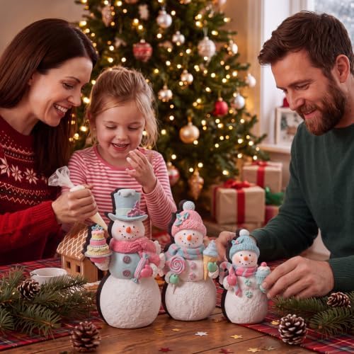 Suzile 3 Pcs Christmas Candy Snowman Decorations Wood Candy Canes Decor - Image 5