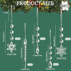 Crystal Christmas Tree Ornaments, Clear Acrylic Snowflake & Icicle, 80pcs - Image 3