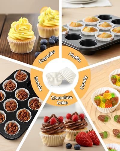 Bake Choice 400pcs White Cupcake Liners for Baking, Mini Muffin Liners - Image 5