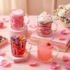 Bokon 4 Pcs Valentine Coffee Mugs with Handle, 12 oz, Heart Flower - Image 2