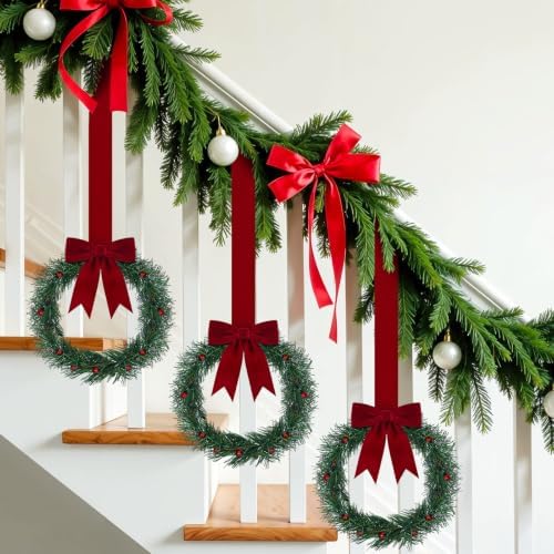Retrowavy 12 Pcs Small Christmas Wreath, 8'', Classic, Burgundy Red - Image 4