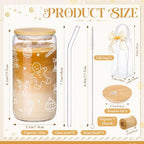 6 Sets 16 oz Christmas Glass Cups with Clear Gift Bag For - Image 3