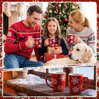Bokon 4 Pcs Snowflake Ceramic Mug Gifts Set 12 oz Red - Image 4