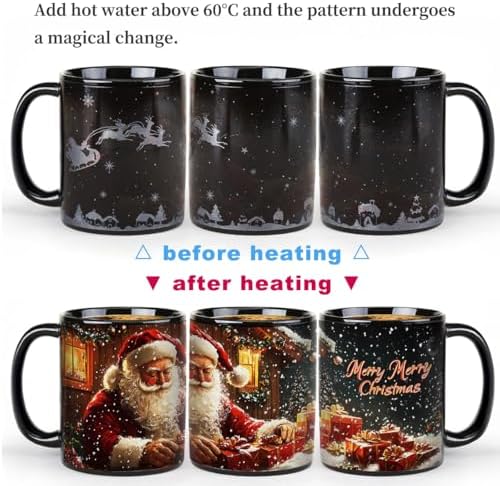 Kmiles Heat Changing Santa Claus Mug Colour Changing Magical Coffee/Tea Cup 12 Oz, Red/Black, Wonderful Christmas Gifts. - Image 2