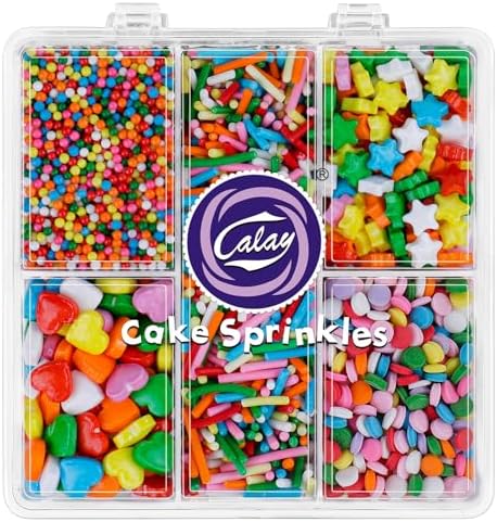 Dot Sprinkles for Cake Decorating, 4.8oz Rainbow Sugar Sprinkles with Nonpareils Jimmies Stars Hearts and Confetti for Cake Cupcake Cookie Baking Dessert Donuts Topping by Kercky
