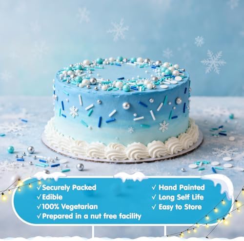 Edible Blue Silver White Pearl Sprinkles,Winter Pearls for Cake Decorating - Image 6