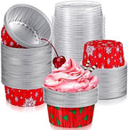 Umigy 100 Pcs Christmas Aluminum Foil Baking Cups with Lids, Snowflake,Tree by Umigy