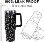 Christmas Tumbler with Handle and Straw Lid 40 oz,Cute Christmas Gifts for Women Candy Cane Snowflakes Vacuum Insulated Leak Proof Tumbler,Winter Holiday Accessories Stainless Steel Coffee Cup Mug - Image 4