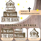Moucuny 4 Pcs Christmas Jesus Religious Table Decor Christian Wooden Signs - Image 2
