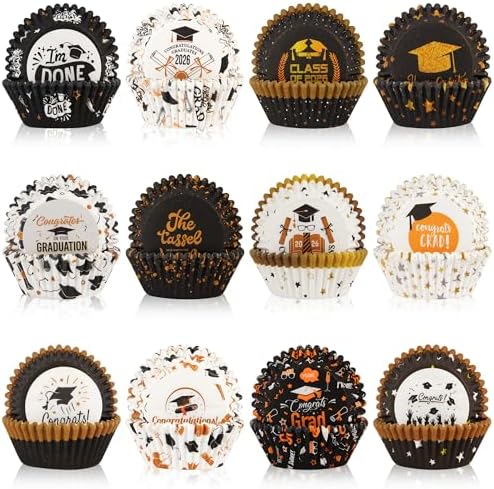 600 Pack Graduation Cupcake Liners Congrats Grad Baking Cups Standard Size Grad Muffin Liners for Graduation Birthday Party Candy Cake Decorations Supplies by Unknown