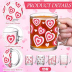 Bokon 4 Pcs Valentine Coffee Mugs with Handle, 12 oz, Heart Flower - Image 3