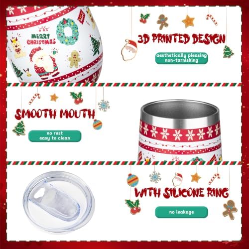MEZMUT 12 Oz Insulated Christmas Wine Tumbler with Lid Straw (White,1) - Image 3
