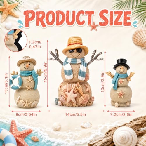 Suzile 3 Pcs Christmas Coastal Snowman Decoration Wooden Indoor Decor - Image 3