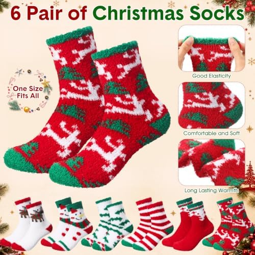 Meanplan 6 Set Christmas Mugs Gift Bulk, Fuzzy Socks Cards Bags, Classic - Image 4
