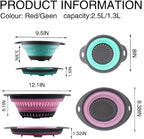 Collapsible Colander Set, Square Round Triangles Silicone Kitchen Strainer - Image 2