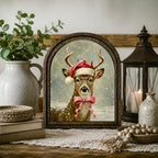 Santa Deer Arched Table Sign, Rustic Christmas Farmhouse Decor - Image 7