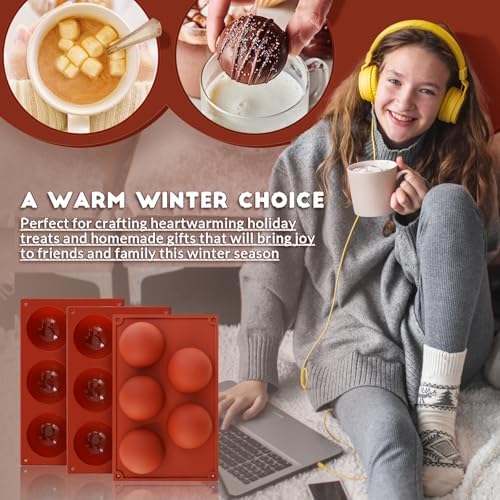 HKNMTT Hemisphere Silicone Molds 3 Inch for Hot Cocoa Chocolate Bombs Valentines Semi Ball Making Kit Cake Decor Mould, Food Grade Non-stick Kitchen Baking Supplies Oven Safe - Image 6