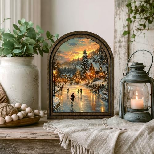 Winter Village Ice Skating Arched Table Sign, Rustic Farmhouse Decor - Image 6
