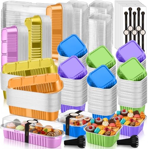 LemonRoad Mini Loaf Pan with Lids and Spoons, Candy Colors, 240 Sets by Unknown