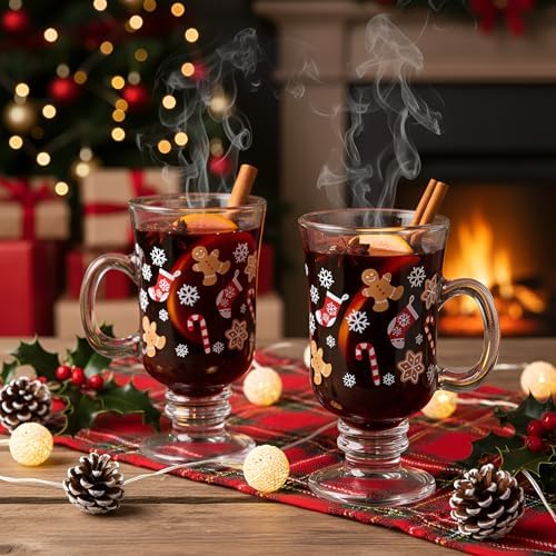 Sliner 6 Pcs Glass Coffee Mugs, Colorful Irish Mugs with Handle - Image 2