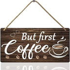 But First Coffee Sign - Wooden Coffee Bar Art, 6 x 12 Inch by tosles