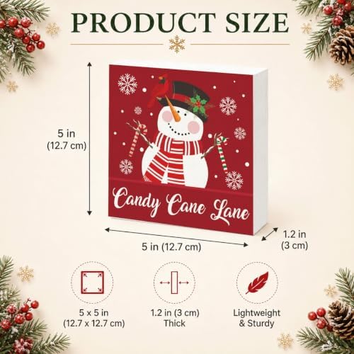Candy Cane Lane Wood Box Sign, Festive Christmas Decor for Tabletop Shelf - Image 3