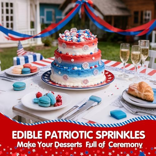 Edible Red White Blue Confetti Sprinkles,Patriotic Fireworks Sprinkles,130g - Image 2